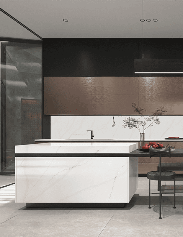 Marble-look quartz detail